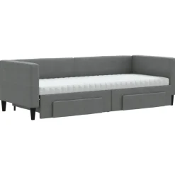 Bedden & Accessoires*vidaXL Slaapbank onderschuifbed en lades 80x200 cm stof Donkergrijs