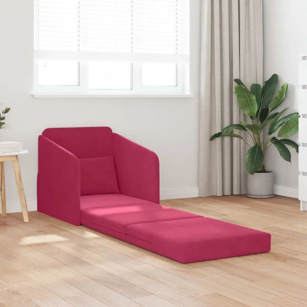 Banken*vidaXL Slaapbank 65 x 80 x 83 cm Fluweel Wijnrood