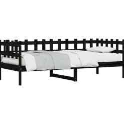 Slaapbank 80x200 cm massief grenenhout zwart><noscript><img width=