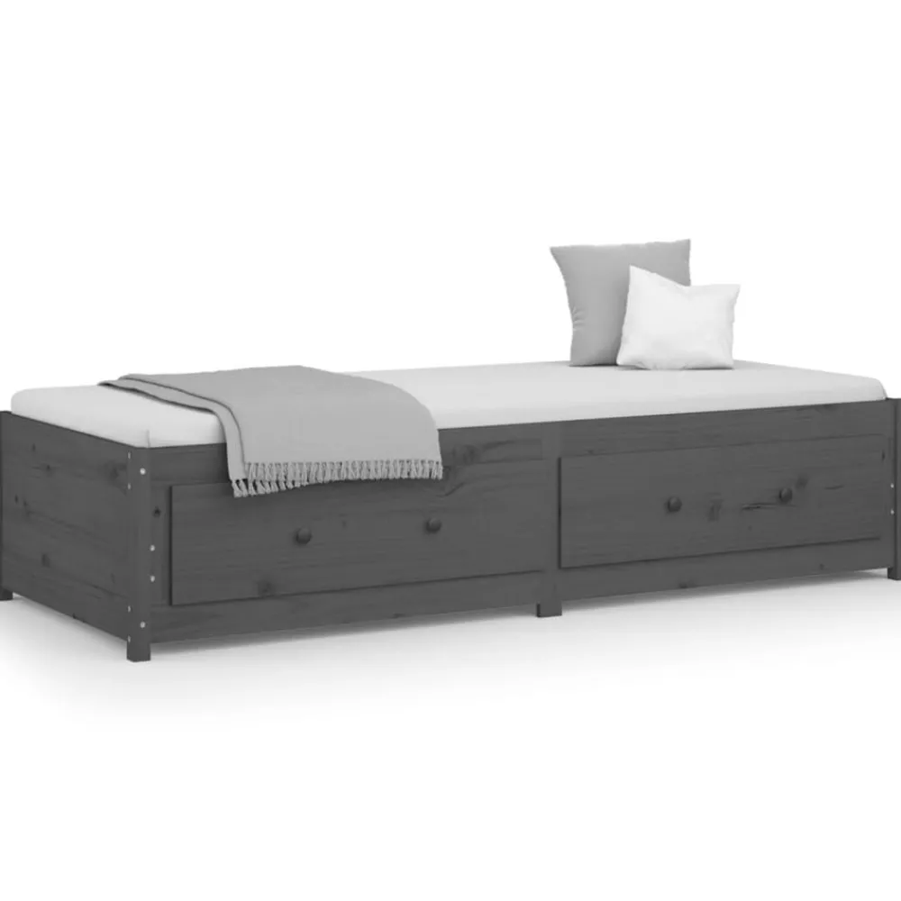 Bedden & Accessoires*vidaXL Slaapbank 90x200 cm massief grenenhout Grijs