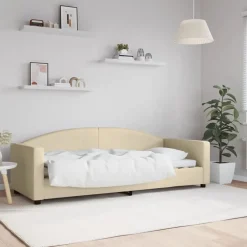 Slaapbank 80x200 cm stof crèmekleurig>vidaXL Discount