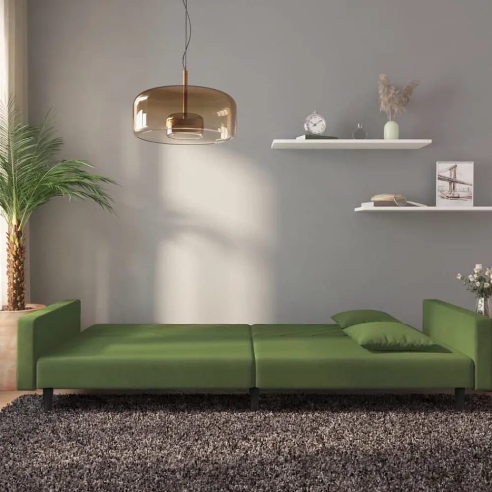 Slaapbank 2-zits met 2 kussens fluweel>vidaXL New