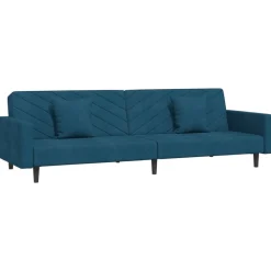 Banken*vidaXL Slaapbank 2-zits met 2 kussens fluweel Blauw