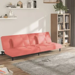 Banken*vidaXL Slaapbank 2-zits met 2 kussens fluweel Roze