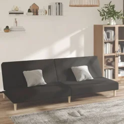 Banken*vidaXL Slaapbank 2-zits stof Zwart