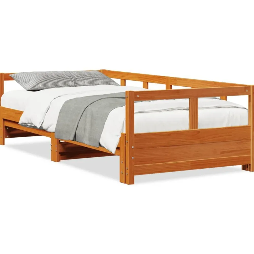 Bedden & Accessoires*vidaXL Slaapbank zonder matras 80x200 cm massief grenenhout Wasbruin