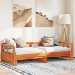 Bedden & Accessoires*vidaXL Slaapbank zonder matras 80x200 cm massief grenenhout Wasbruin