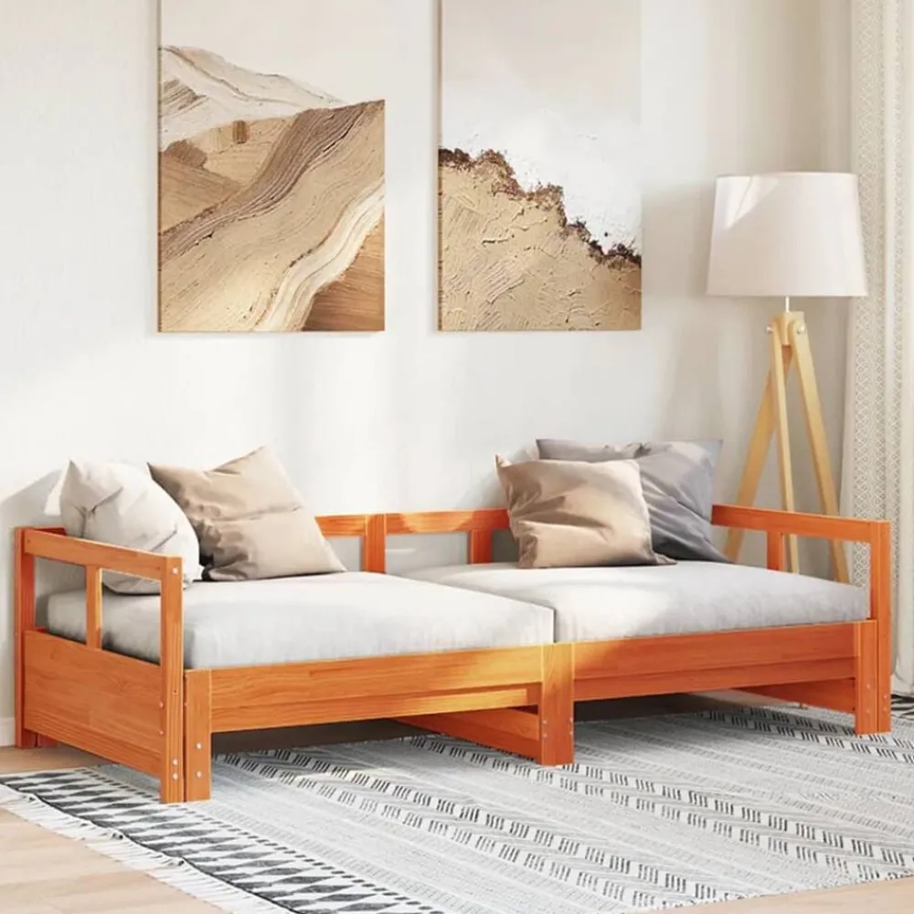 Bedden & Accessoires*vidaXL Slaapbank zonder matras 80x200 cm massief grenenhout Wasbruin