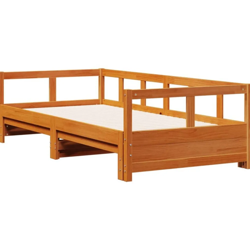 Bedden & Accessoires*vidaXL Slaapbank zonder matras 80x200 cm massief grenenhout Wasbruin