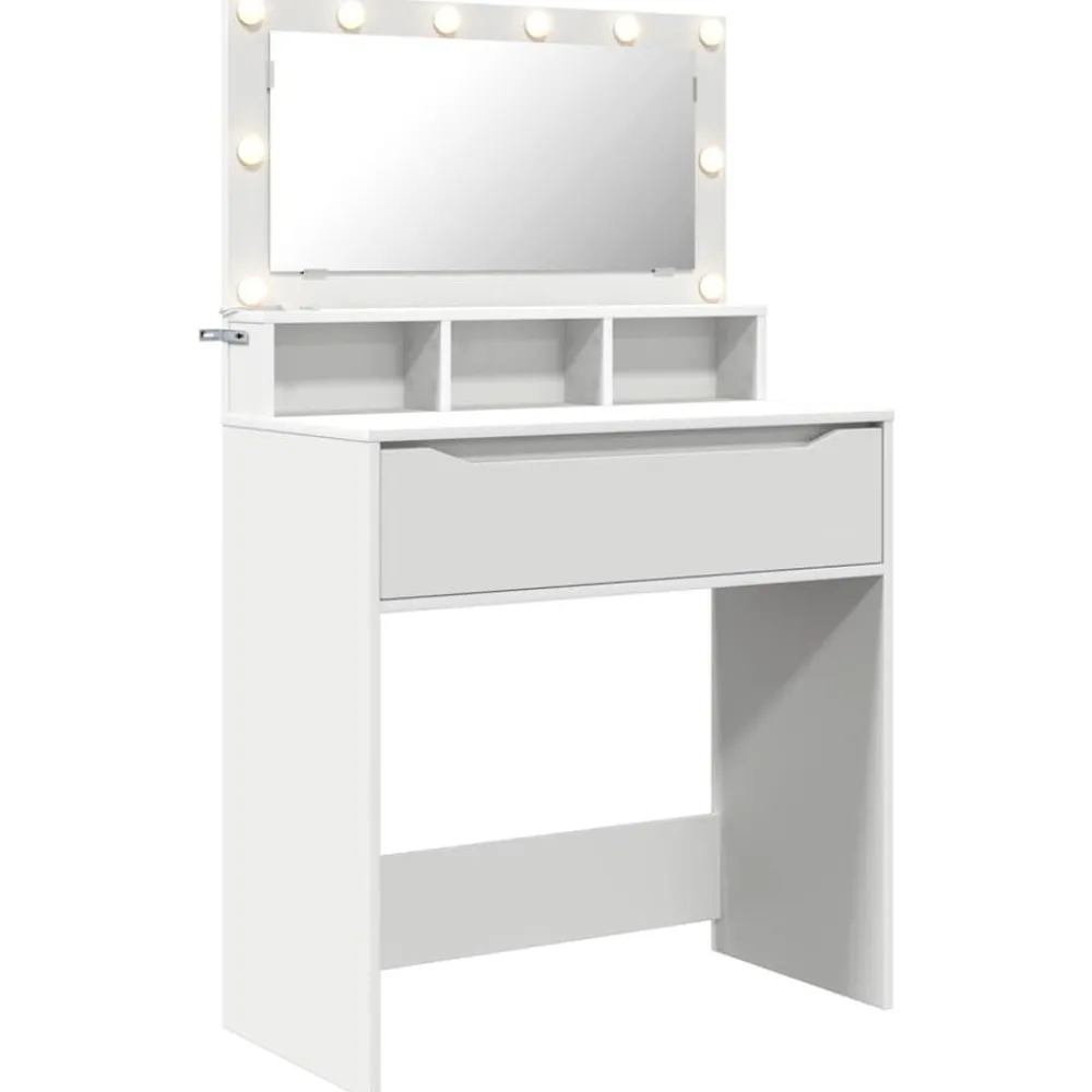 Kasten & Opbergmeubelen*vidaXL Slaapkamer Kaptafels 80 x 39,6 x 135 cm Bewerkt hout Wit
