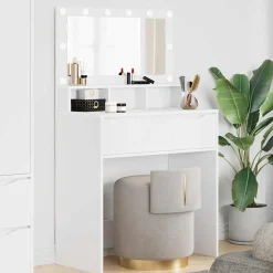 Kasten & Opbergmeubelen*vidaXL Slaapkamer Kaptafels 80 x 39,6 x 135 cm Bewerkt hout Wit