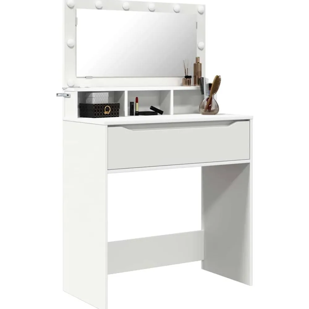 Kasten & Opbergmeubelen*vidaXL Slaapkamer Kaptafels 80 x 39,6 x 135 cm Bewerkt hout Wit