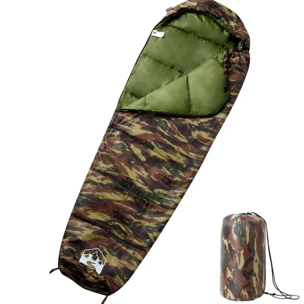 Buitensport*vidaXL Slaapzak mummie voor volwassenen 3 seizoenen Camouflage