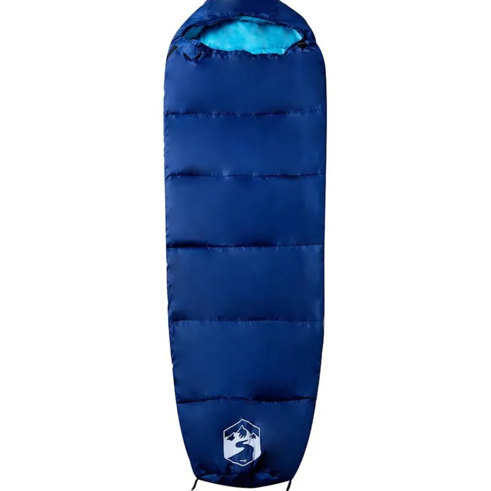 Buitensport*vidaXL Slaapzak mummie voor volwassenen 3 seizoenen marineblauw en blauw