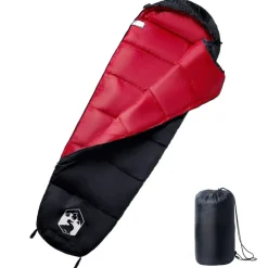 Buitensport*vidaXL Slaapzak mummie voor volwassenen camping 3 seizoenen Zwart en rood