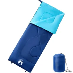 Buitensport*vidaXL Slaapzak voor volwassenen camping 3 seizoenen marineblauw en blauw
