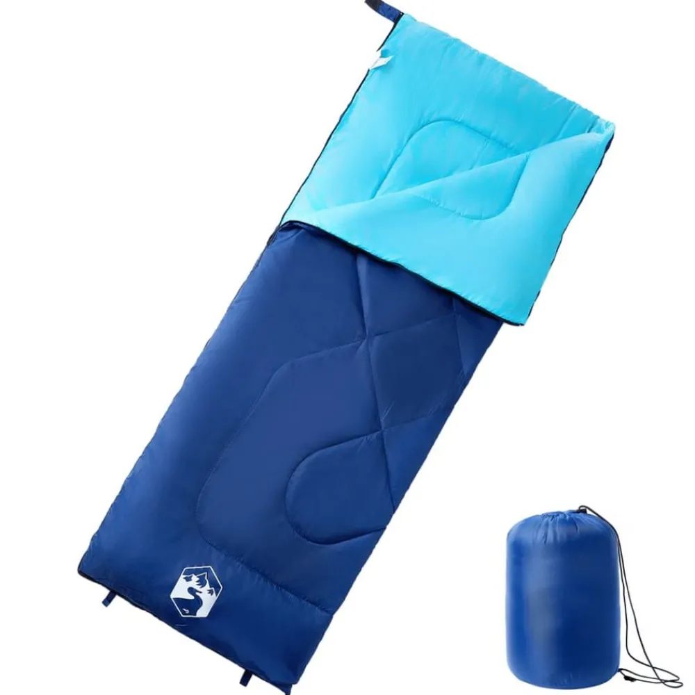 Buitensport*vidaXL Slaapzak voor volwassenen camping 3 seizoenen marineblauw en blauw
