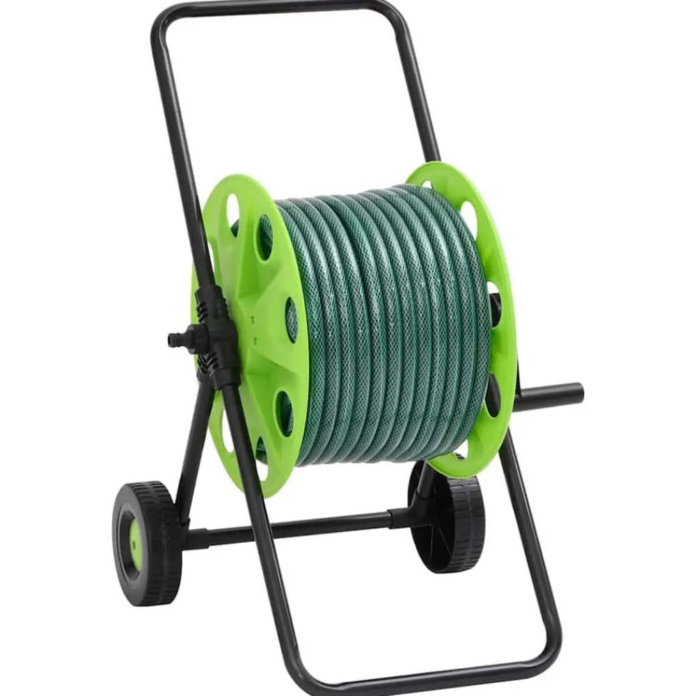 Slanghaspelkar en slangkoppelset 0,5" vrijstaand 30 m PVC groen>vidaXL Sale