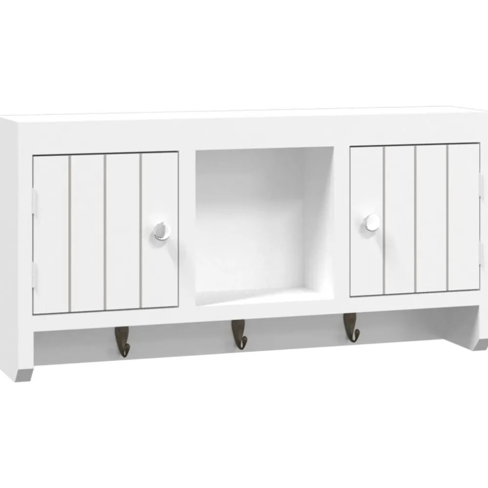 Kasten & Opbergmeubelen*vidaXL Sleutelkastje 40x8,5x20 cm bewerkt hout en staal wit