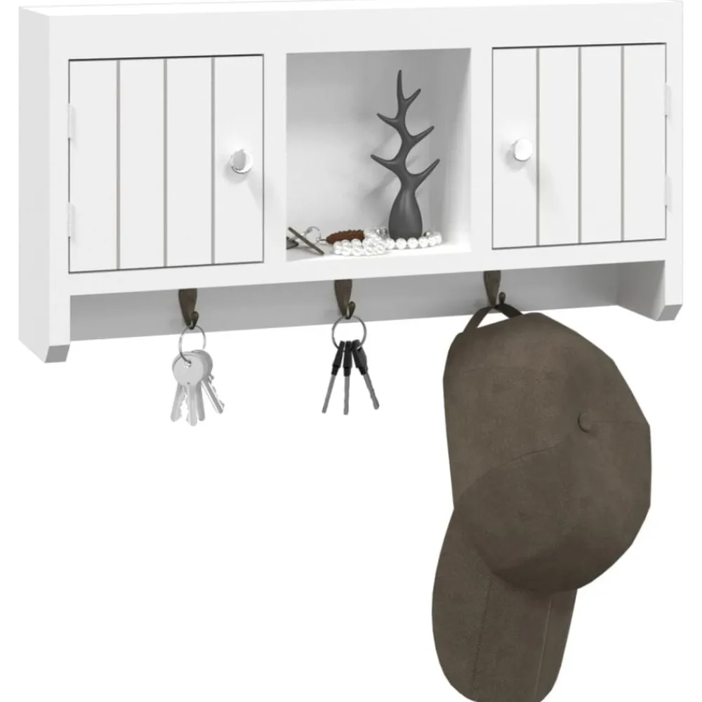 Kasten & Opbergmeubelen*vidaXL Sleutelkastje 40x8,5x20 cm bewerkt hout en staal wit