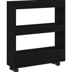Trolleys*vidaXL Smalle Opbergtrolley 60 x 18 x 70 cm Bewerkt hout Zwart eiken