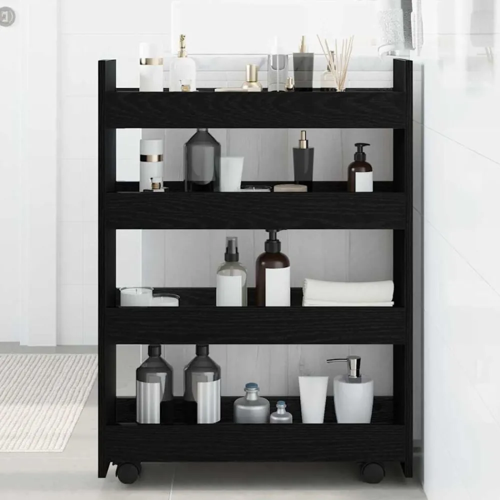 Trolleys*vidaXL Smalle Opbergtrolley 60 x 20 x 82 cm Bewerkt hout Zwart eiken