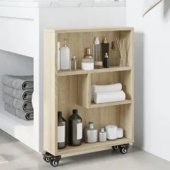 Boekenkasten & Wandplanken*vidaXL Smalle Opbergtrolley 48x13x68 cm Bewerkt Hout Sonoma eiken