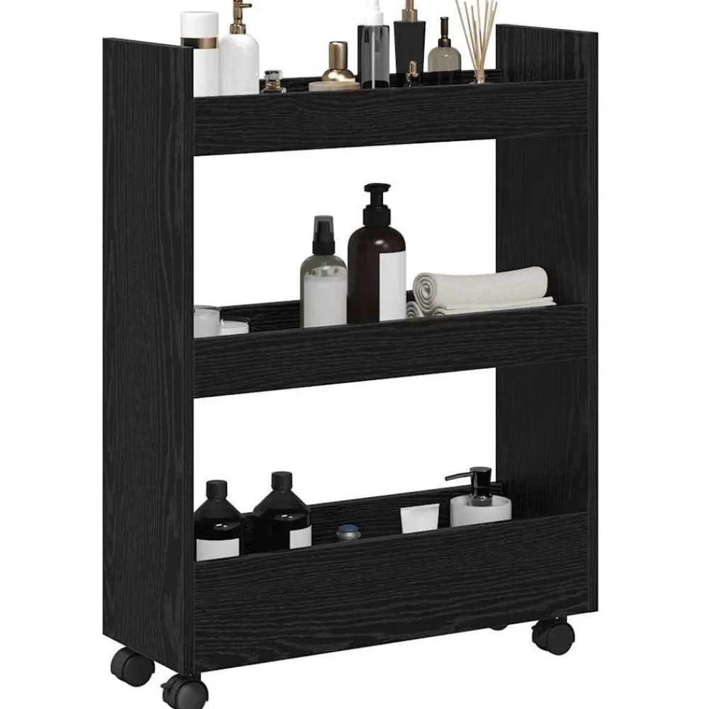 Smalle Opbergtrolley 60 x 22 x 80 cm Bewerkt hout>vidaXL New
