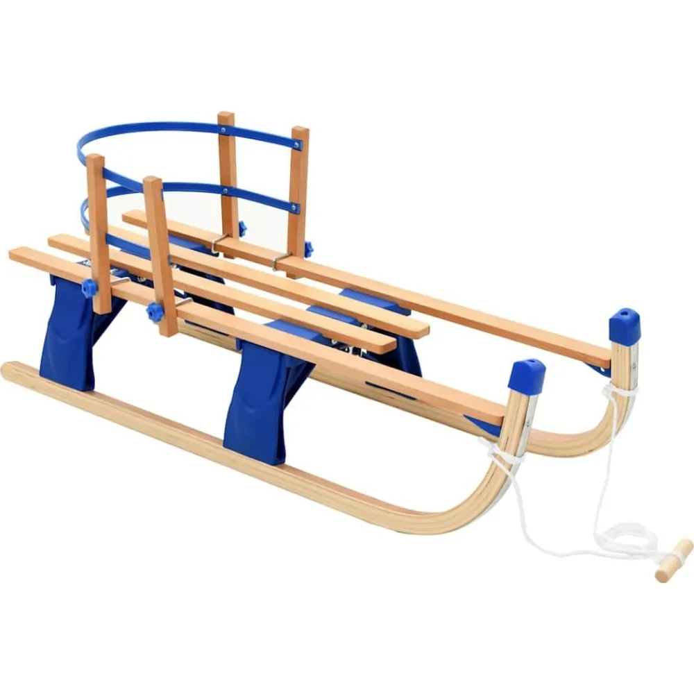 Buitensport*vidaXL Sneeuwslee met rugleuning inklapbaar 119 cm hout Blauw