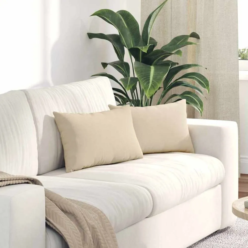 Sofa Kussens 2 stuks Crème 50 x 30 cm Stof>vidaXL Best