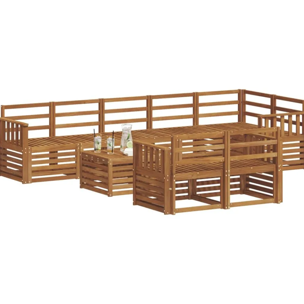 Meubelsets*vidaXL Sofa-Sets 9 pcs Massief Acaciahout Naturel