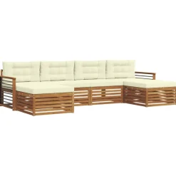 Sofa-Sets 6 pcs Natuurlijk en Crème Massief Acaciahout>vidaXL Outlet