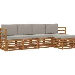 Sofa-Sets 5 pcs Natuurlijk en Lichtgrijs Massief Acaciahout>vidaXL Outlet