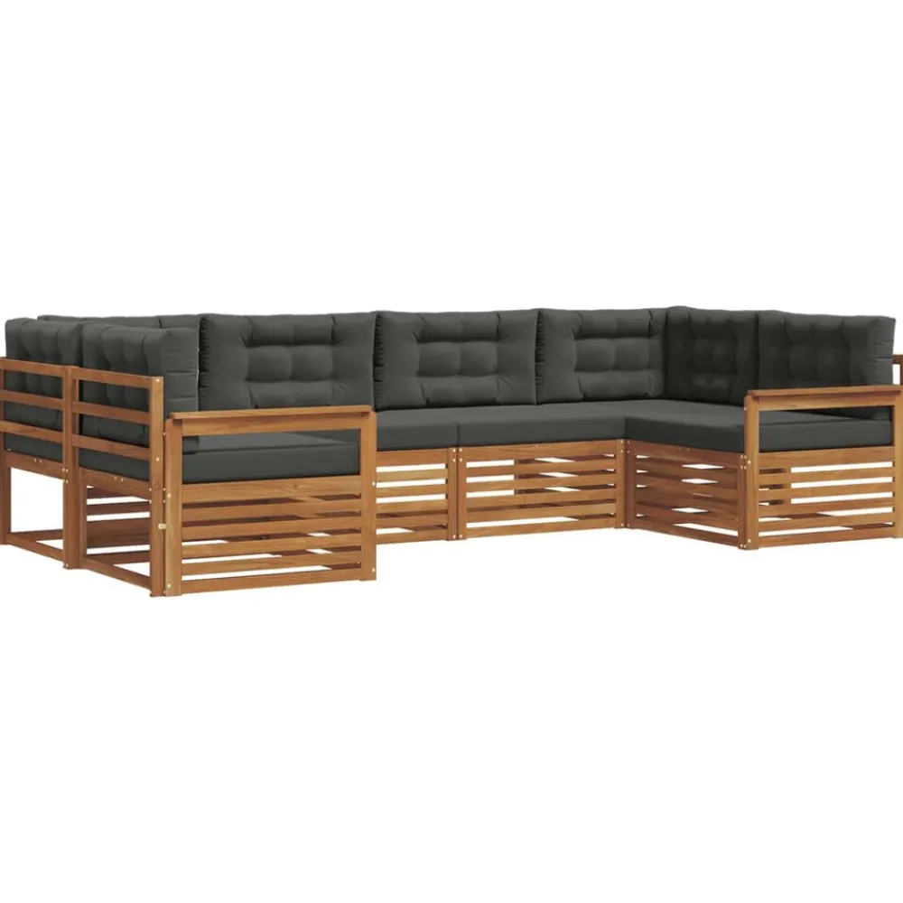Meubelsets*vidaXL Sofa-Sets 6 pcs Massief Acaciahout Natuurlijk en antraciet