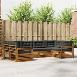 Meubelsets*vidaXL Sofa-Sets 6 pcs Massief Acaciahout Natuurlijk en antraciet