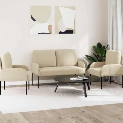 Banken*vidaXL Sofa-Sets met kussen 3 pcs Crème 115 x 56 x 80 cm Multiplex Crème