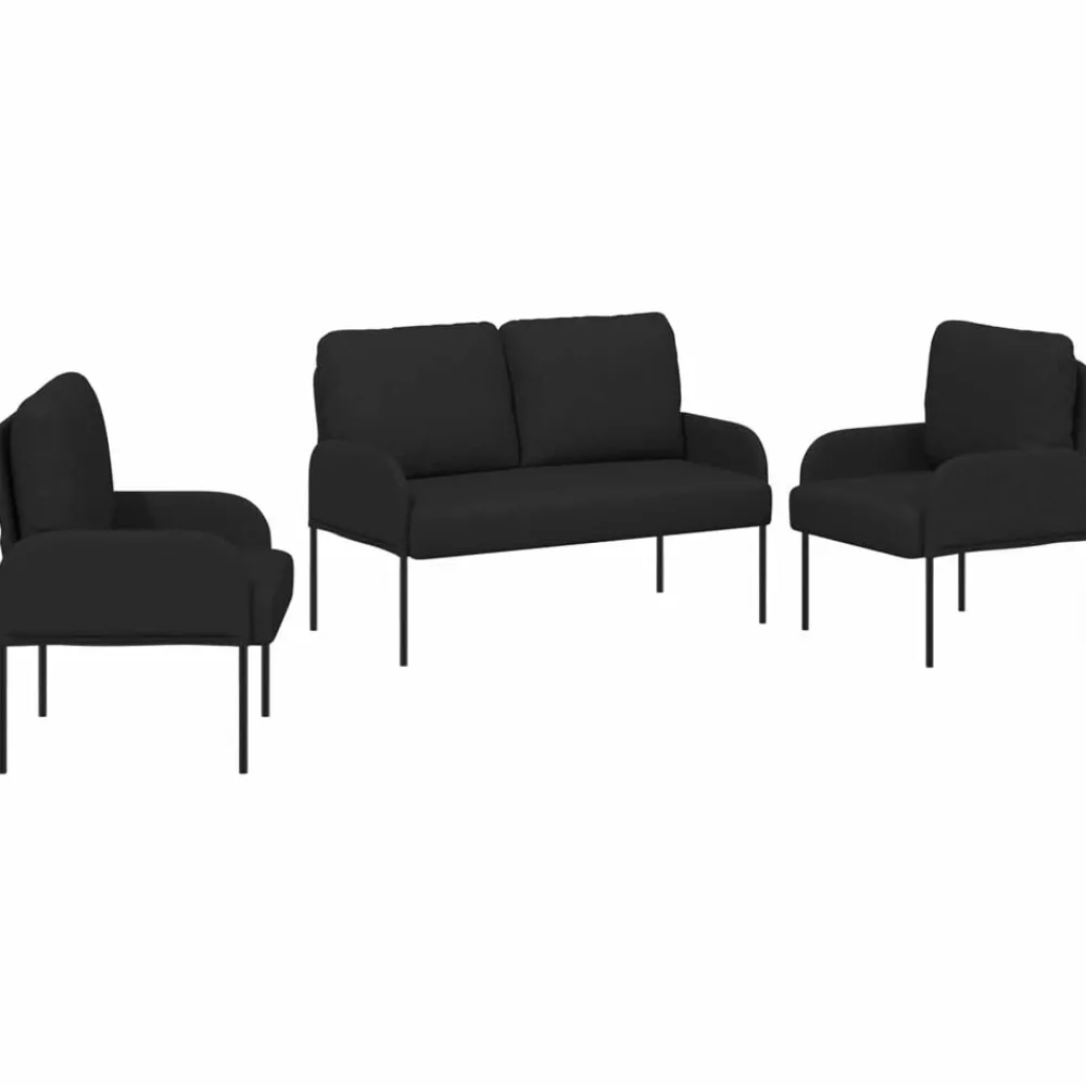 Banken*vidaXL Sofa-Sets met kussen 3 pcs 115 x 56 x 80 cm Multiplex Zwart