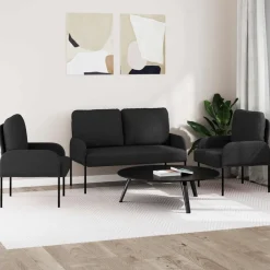 Banken*vidaXL Sofa-Sets met kussen 3 pcs 115 x 56 x 80 cm Multiplex Zwart