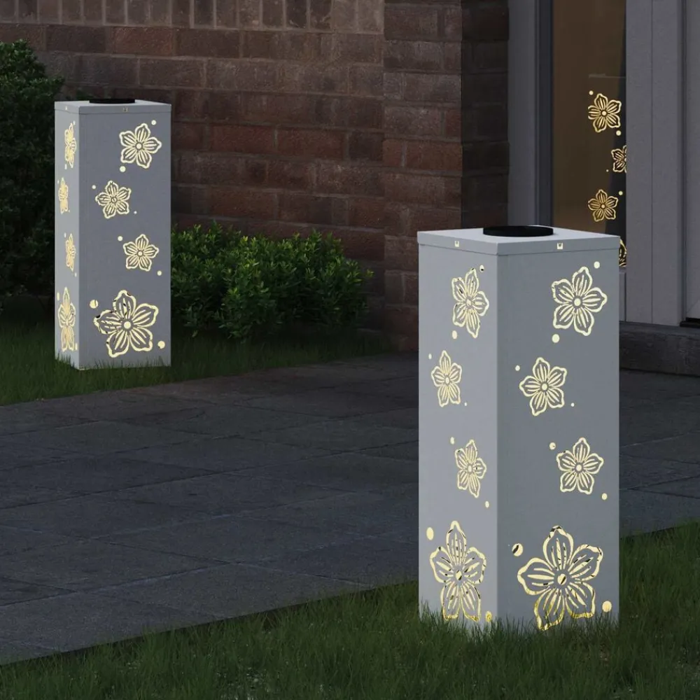 Solar LED Pad Licht 2 pcs Koudgewalst staal>vidaXL Best