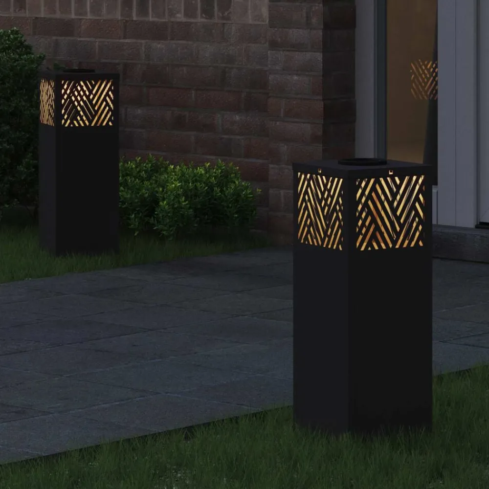 Solar LED Pad Licht 2 pcs Koudgewalst staal>vidaXL Online