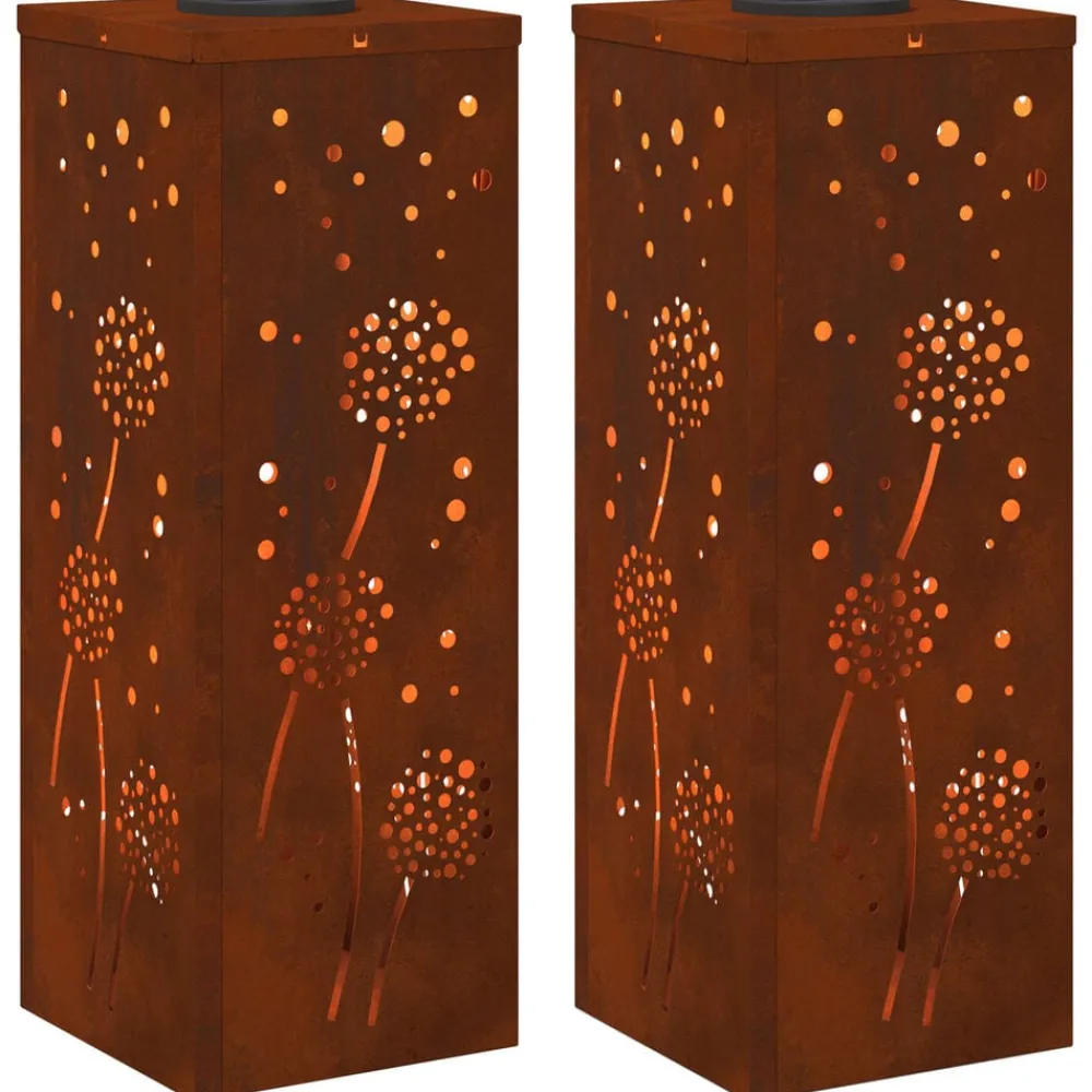 Solar LED Pad Licht 2 pcs Roestig>vidaXL Sale