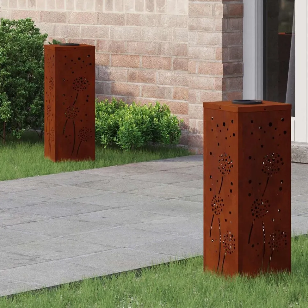 Solar LED Pad Licht 2 pcs Roestig>vidaXL Sale