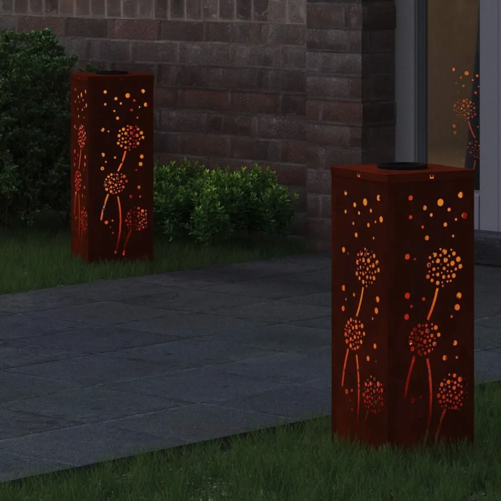 Solar LED Pad Licht 2 pcs Roestig>vidaXL Sale