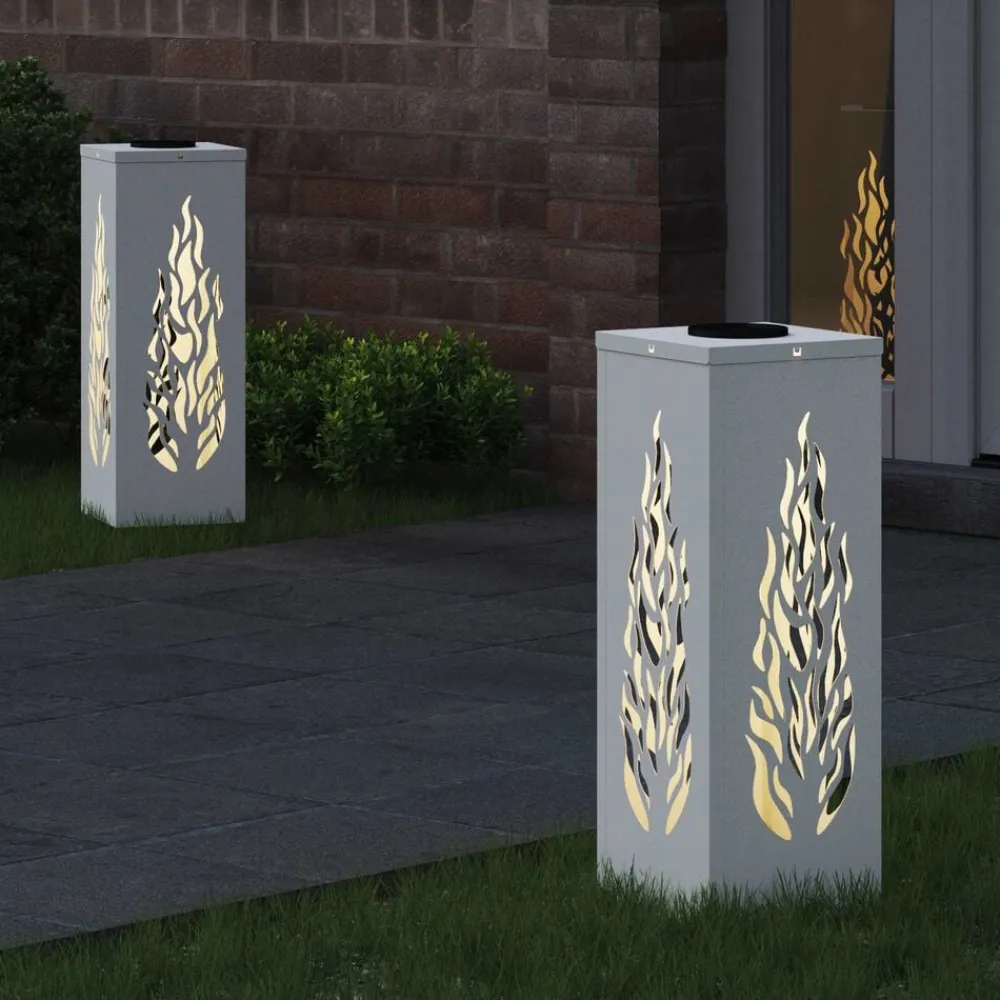 Solar LED Pad Licht 2 pcs Koudgewalst staal>vidaXL