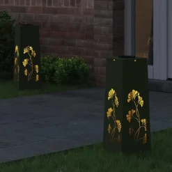 Verlichting*vidaXL Solar LED Pad Licht 2 pcs Olijf Groen Koudgewalst staal Olijfgroen