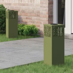 Verlichting*vidaXL Solar LED Pad Licht 2 pcs Olijf Groen Koudgewalst staal Olijfgroen