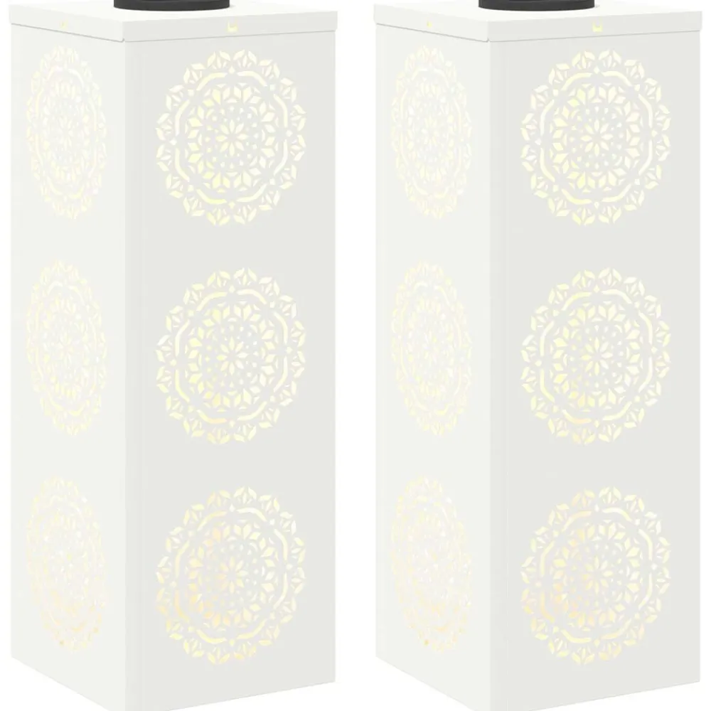 Verlichting*vidaXL Solar LED Pad Licht 2 pcs Koudgewalst staal Wit