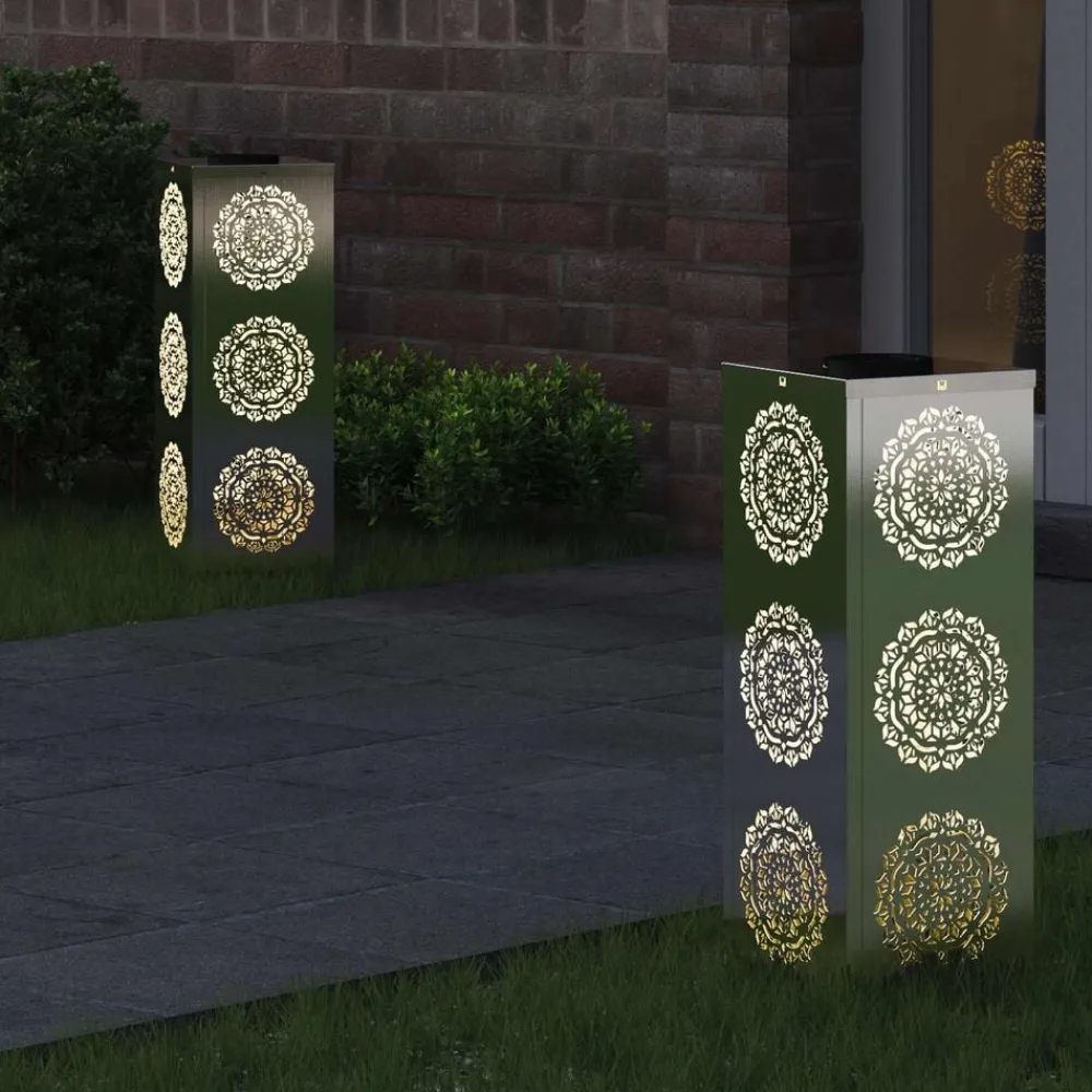 Solar LED Pad Licht 2 pcs Zilver>vidaXL Clearance