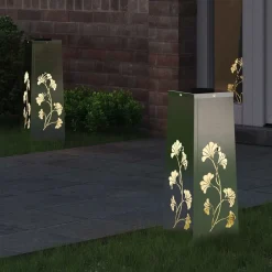 Verlichting*vidaXL Solar LED Pad Licht 2 pcs Zilver Roestvrij staal