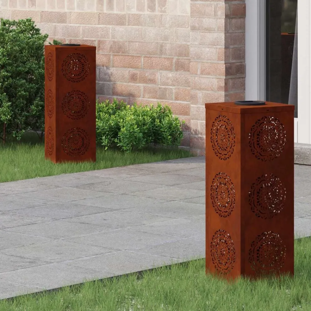 Verlichting*vidaXL Solar LED Pad Licht 2 pcs Roestig Cortenstaal